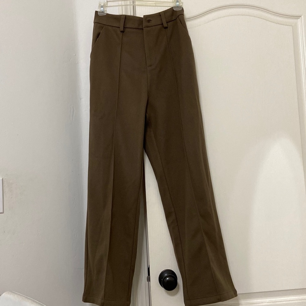 SHEIN Brown Slant Pocket Seam Detail Tailored Pants